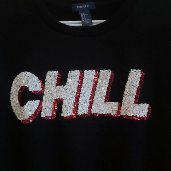 Forever 21 Black Chill Sweater Sweatshirt M - Picture 2 of 9